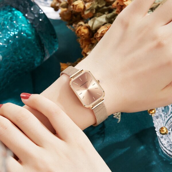 Square Women Stainless Steel Mesh Strap Watch - Image 2