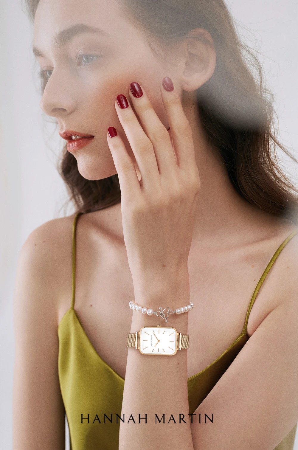 Square Women Stainless Steel Mesh Strap Watch Fashion Japanese Movement Rose Gold Simple Leisure Fashion Hannah Martin Watches