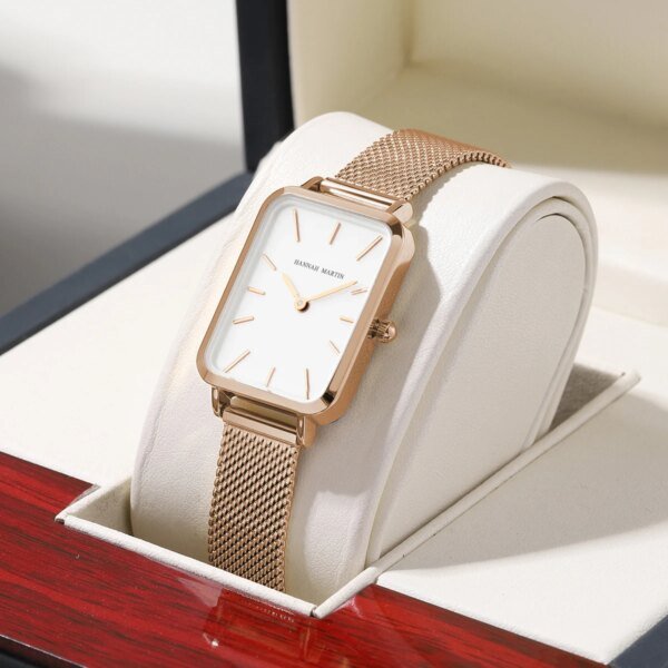 Square Women Stainless Steel Mesh Strap Watch