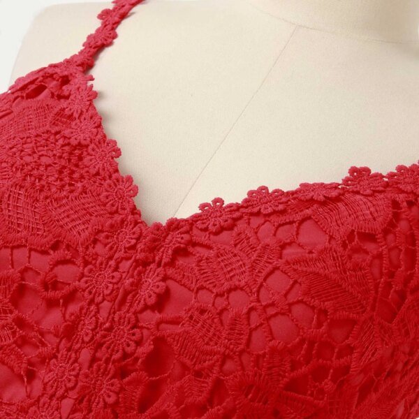 Fashion Lace Strap Splice V Neck - Image 5