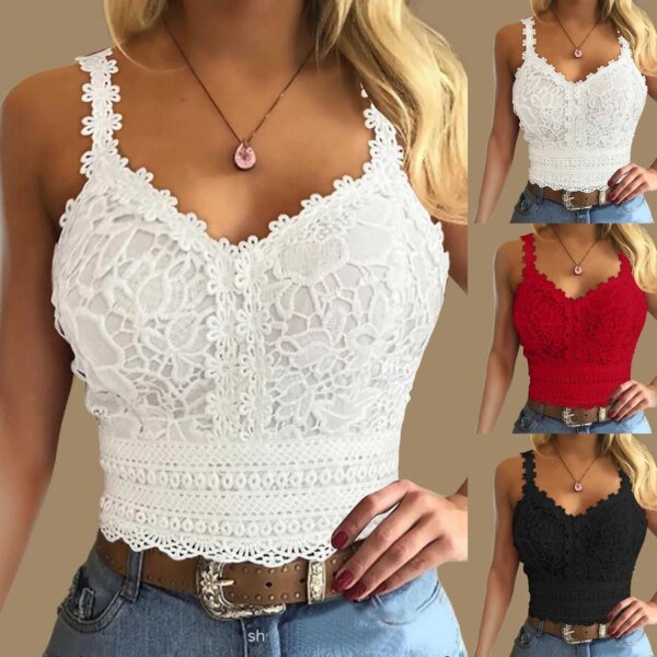 Fashion Lace Strap Splice V Neck