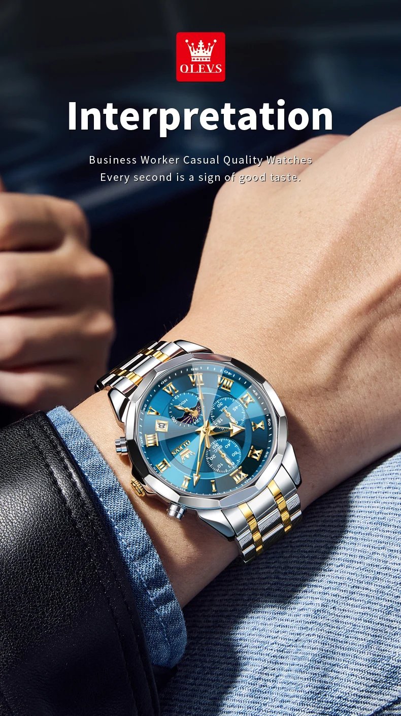 OLEVS 3675 Mens Watch Original Multifunctional Chronograph Quartz Watch Moon Phase Watches For Men Waterproof Mens Gifts Reloj OLEVS 3675 Mens Watch Original Multifunctional Chronograph Quartz Watch Moon Phase Watches For Men Waterproof Mens Gifts Reloj