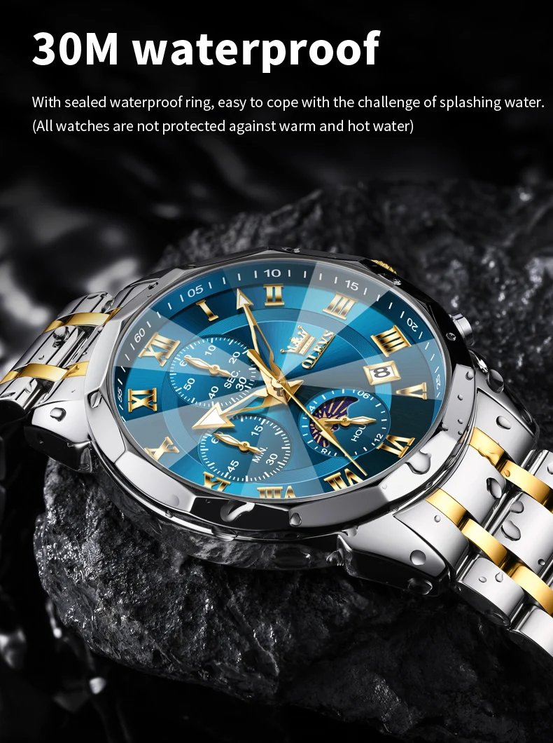 OLEVS 3675 Mens Watch Original Multifunctional Chronograph Quartz Watch Moon Phase Watches For Men Waterproof Mens Gifts Reloj OLEVS 3675 Mens Watch Original Multifunctional Chronograph Quartz Watch Moon Phase Watches For Men Waterproof Mens Gifts Reloj