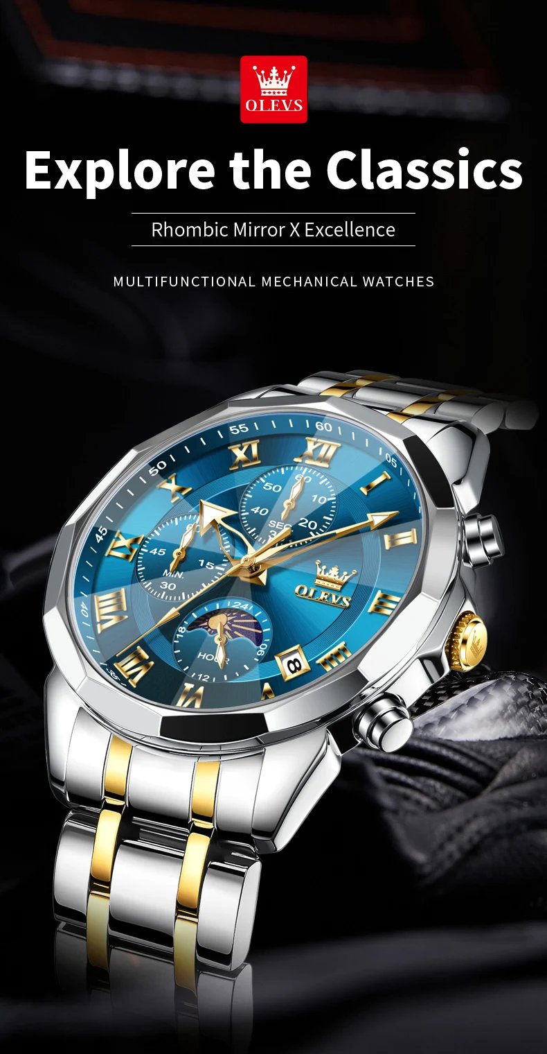OLEVS 3675 Mens Watch Original Multifunctional Chronograph Quartz Watch Moon Phase Watches For Men Waterproof Mens Gifts Reloj OLEVS 3675 Mens Watch Original Multifunctional Chronograph Quartz Watch Moon Phase Watches For Men Waterproof Mens Gifts Reloj