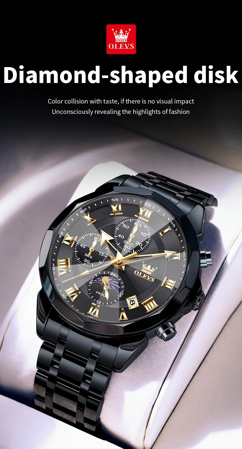 OLEVS 3675 Mens Watch Original Multifunctional Chronograph Quartz Watch Moon Phase Watches For Men Waterproof Mens Gifts Reloj OLEVS 3675 Mens Watch Original Multifunctional Chronograph Quartz Watch Moon Phase Watches For Men Waterproof Mens Gifts Reloj