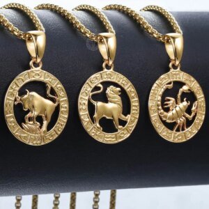Necklacess 12 Horoscope Zodiac Sign Gold Color