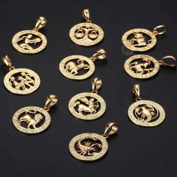 Necklacess 12 Horoscope Zodiac Sign Gold Color - Image 2