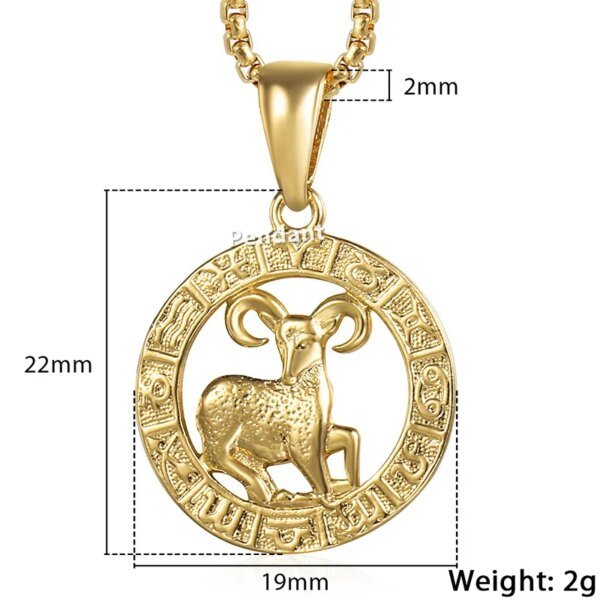 Necklacess 12 Horoscope Zodiac Sign Gold Color - Image 15